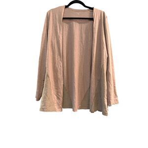 Garnet Hill Open Drape Front Cardigan Top, Organic Cotton with Silk, Mauve, L